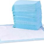 Amazon Basics Dog and Puppy Pee Pads with Leak-Proof Quick-Dry Design for Potty Training, Standard Absorbency, Regular Size, 22 x 22 Inches, Pack of 100, Blue & White